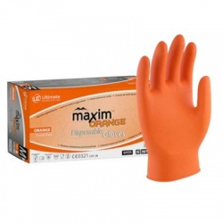 UCi Maxim Orange Nitrile Disposable Oil & Grease Safe Mechanics Gloves (Box of 50)